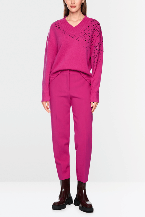 Relaxed Raspberry Rhinestone Sweater