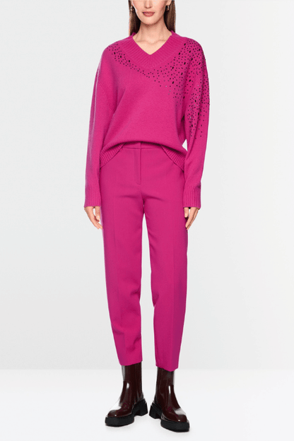 Relaxed Raspberry Rhinestone Sweater