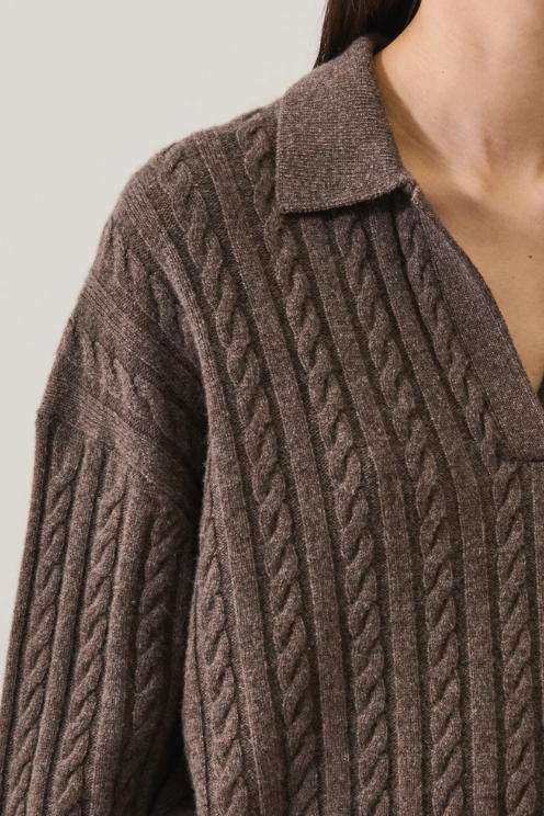 Superfine Wool Cable Relaxed Polo