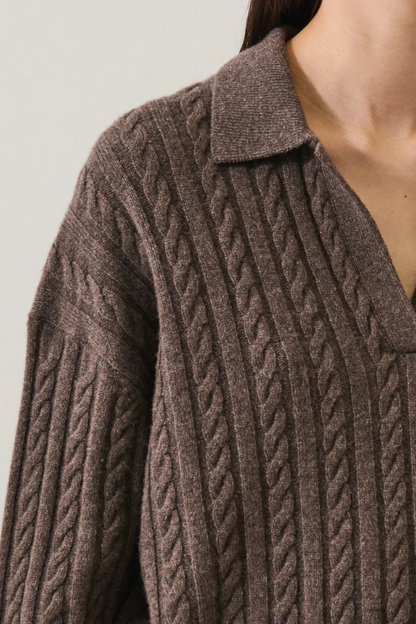 Superfine Wool Cable Relaxed Polo