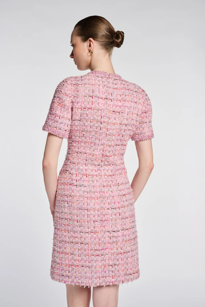 Tweed Dress with Braided Collar