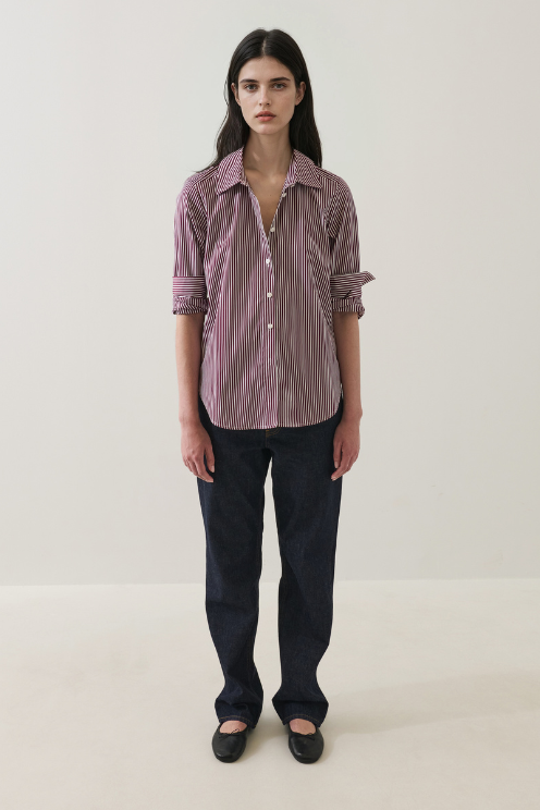 Long Sleeve Cotton Stripe Essential Shirt