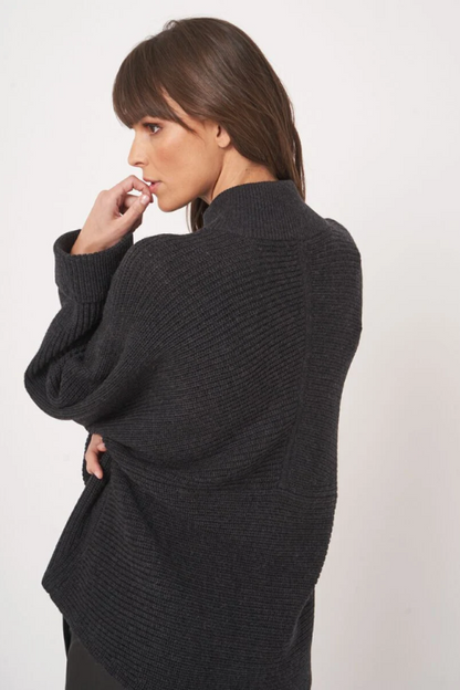 Wool Knitted Cardigan in Dark Grey