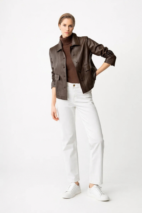 Chocolate Vegan Leather Jacket