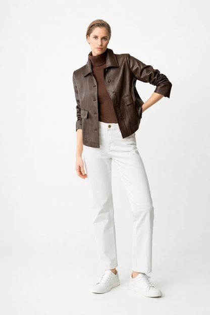 Chocolate Vegan Leather Jacket