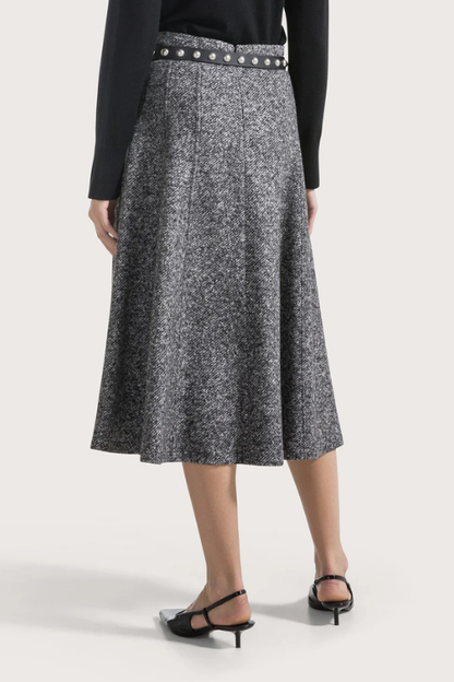 Micro Houndstooth Flared Skirt