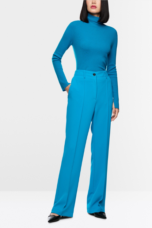Mystic Blue Fitted Turtleneck Sweater