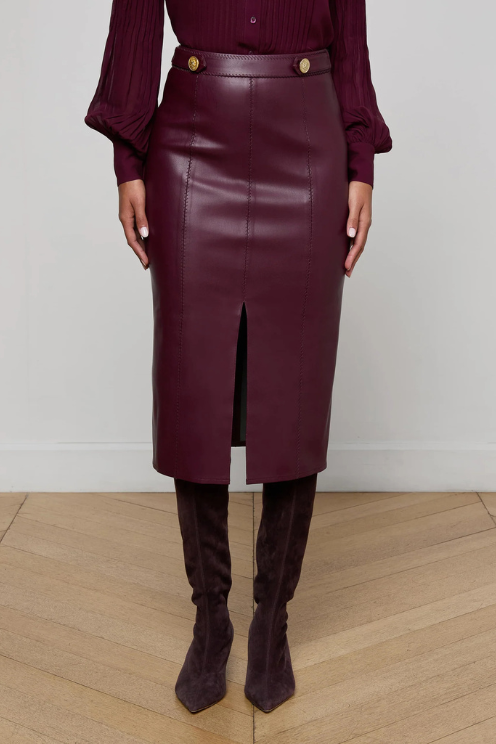Arlette Vegan Leather Midi Skirt
