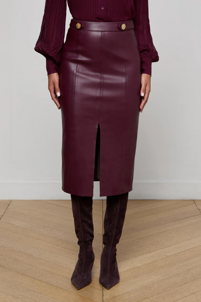 Arlette Vegan Leather Midi Skirt