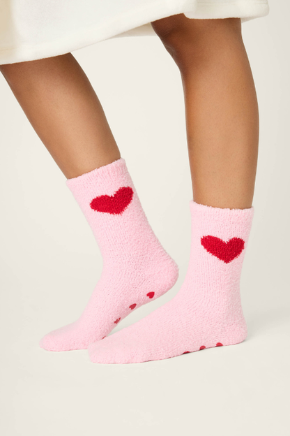 Heart Print Socks with Grippers