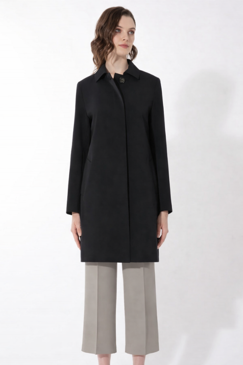 Europa Black Technical Overcoat