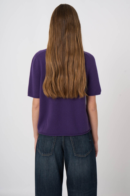 Medium-Weight Organic Cashmere Sweater with Stand Collar