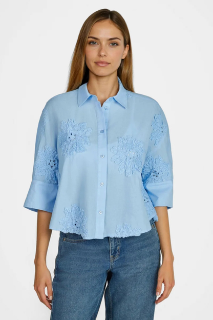 Embroidered Short Sleeve Blouse