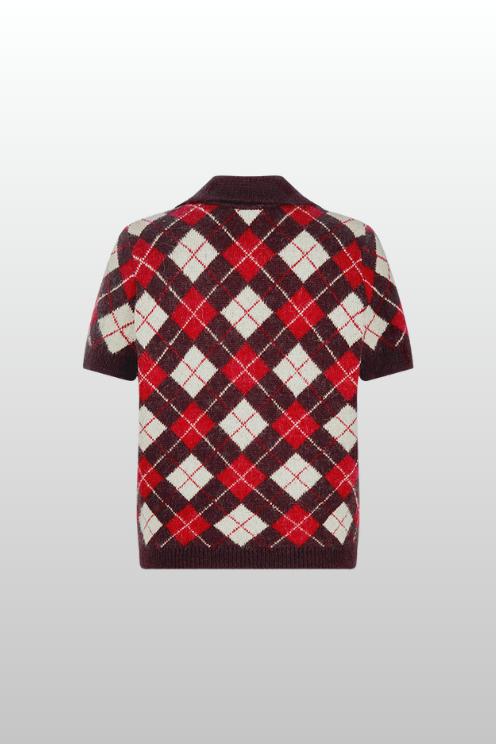 Knitted Argyle Polo