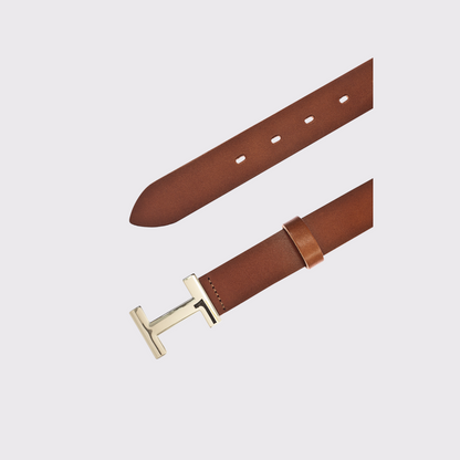 Vanzetti H Gold Buckle Belt in Cognac