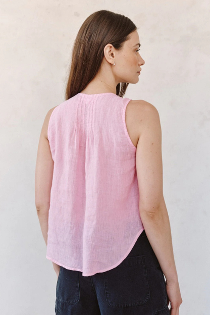 Sleeveless Pintuck V Neck Top - Rose Blush