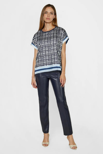 Printed Silky Blouse with Jersey Back