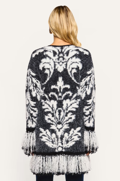 Naiad Jacquard Fringe Cardigan