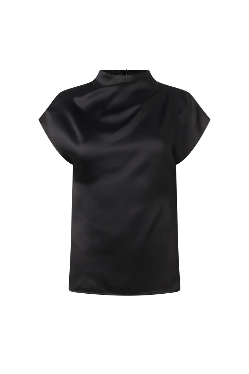 Silky Satin Draped Blouse