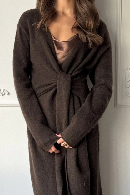 Keira Knit Wrap Dress - Dark Espresso