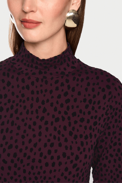 Bambi Print Stretch Mock Neck