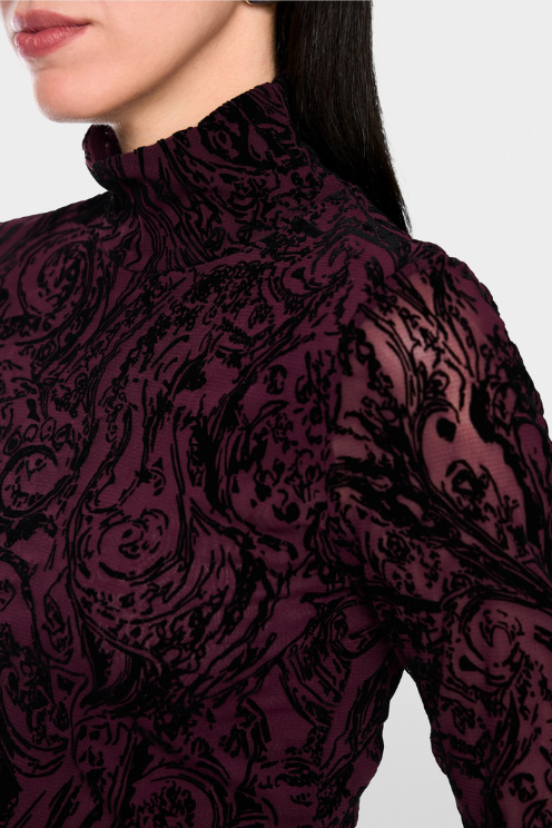 Sheer Shirt with Velvet Details