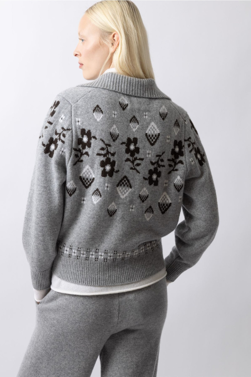 Jacquard Highneck Cardigan