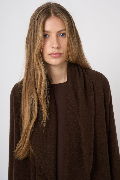 Organic Cashmere Shawl-Collar Cardigan