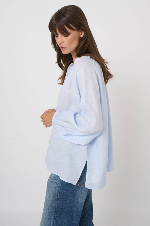 Linen Woven Blouse – Sky Blue
