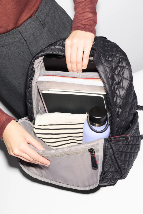 Lightweight Black Quilted Metro Backpack