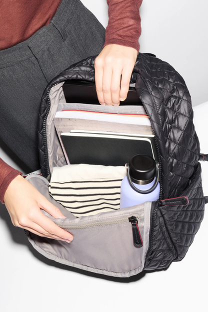 Lightweight Black Quilted Metro Backpack