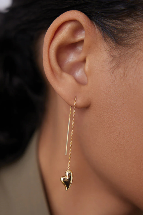 Puffy Heart Threader Earrings