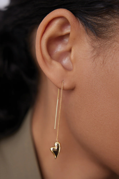 Puffy Heart Threader Earrings