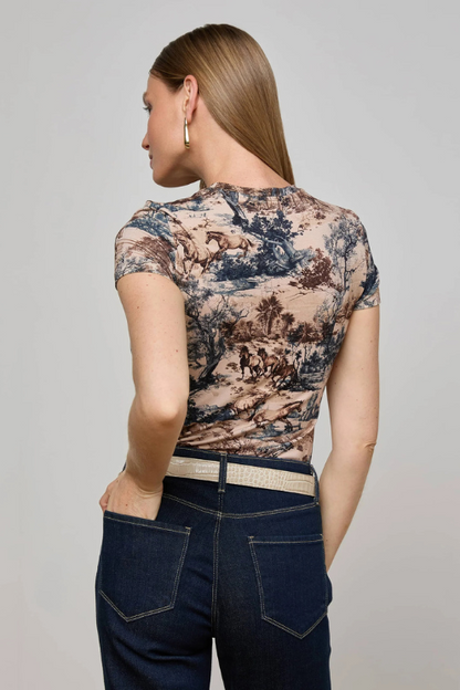 Ressi Fitted Tee in Tan Western Toile