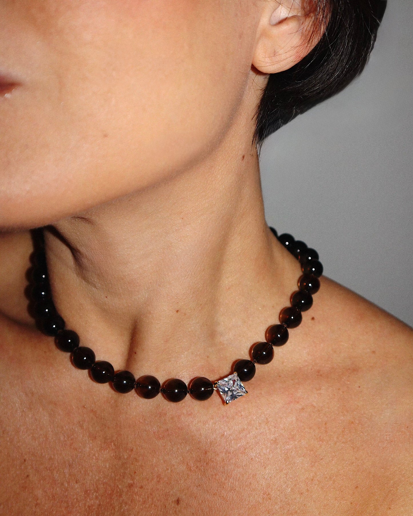 Bourbon smoky quartz necklace