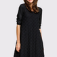Textured Dress with Faux Leather Sleeves