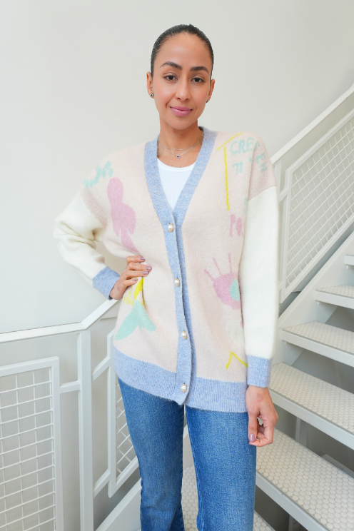 Abstract Pastel Cardigan