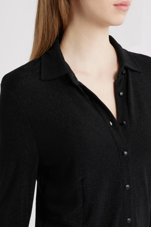 Elsa Metallic Button-Up Shirt