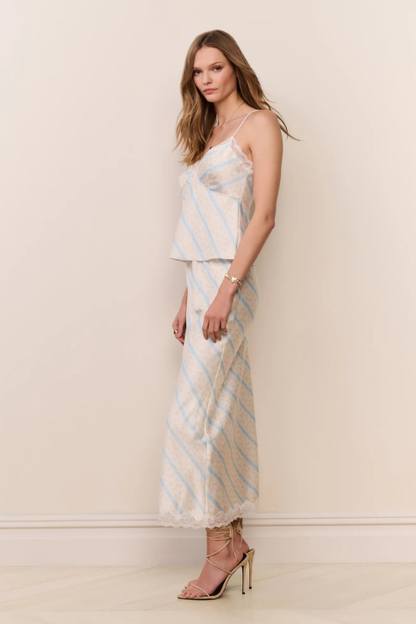 Fox Floral Stripe Top - Cotton Skies