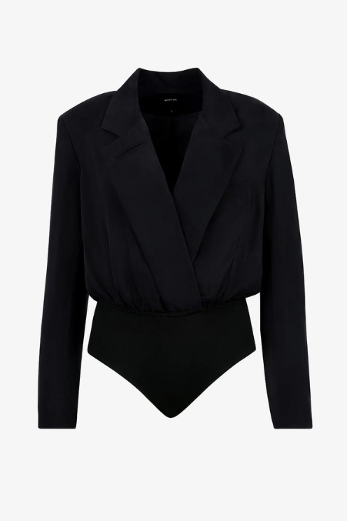 Blazer Style Bodysuit - Coal