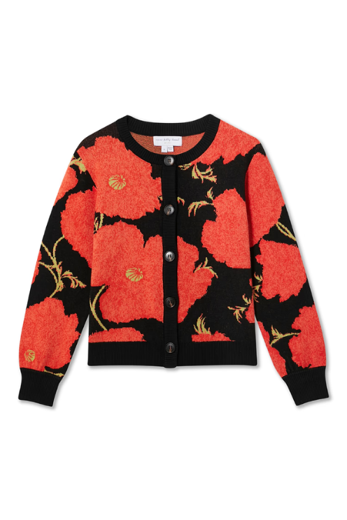 Never Fully Dressed Black Poppy Cardigan