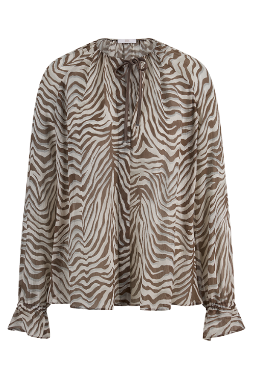 Zebra Printed Ruffle Blouse