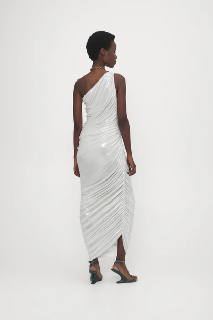 Diana One Shoulder Dress in Pearl