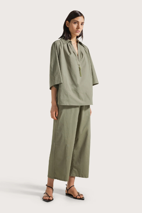 Stretch Poplin Carrot-fit Pants