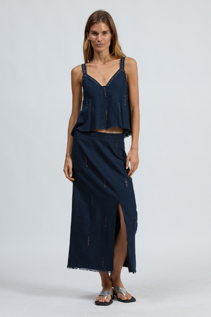 Aubrey Grommet Linen Skirt