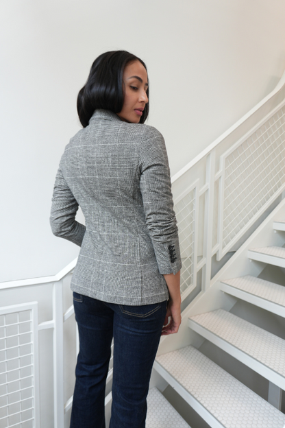 Circolo Stretch Cotton Blazer – Grey Check