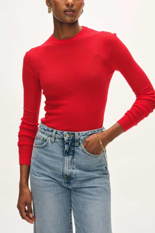 Superfine Cashmere Blend Waffle Crewneck