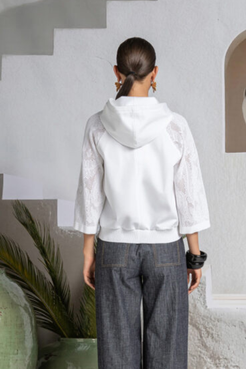 Milano Lace Sleeve Zip Hoodie
