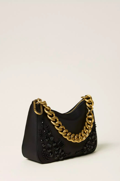 Liliane Satin Bag with Embroidery