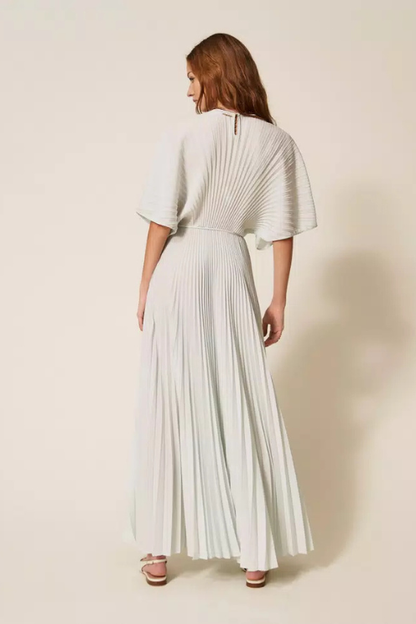 Long Crepe Aqua Dress